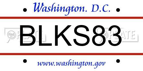 BLKS83 District Of Columbia License Plate
