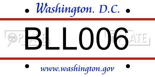 BLL006 District Of Columbia License Plate