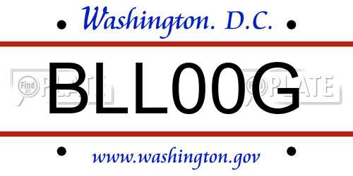 BLL00G District Of Columbia License Plate