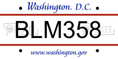 BLM358 District Of Columbia License Plate