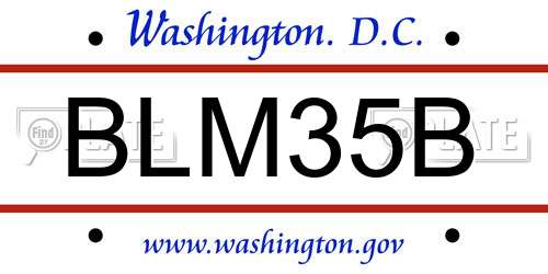 BLM35B District Of Columbia License Plate