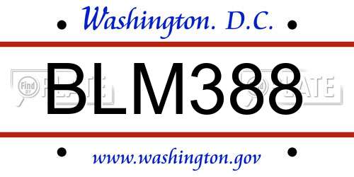 BLM388 District Of Columbia License Plate