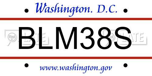 BLM38S District Of Columbia License Plate