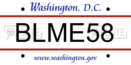 BLME58 District Of Columbia License Plate
