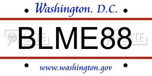 BLME88 District Of Columbia License Plate