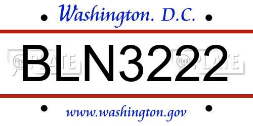 BLN3222 District Of Columbia License Plate