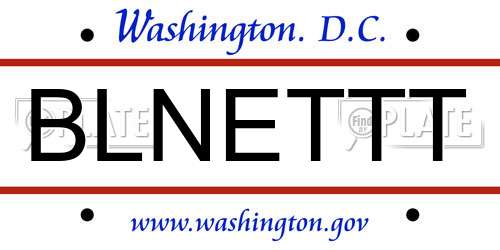 BLNETTT District Of Columbia License Plate