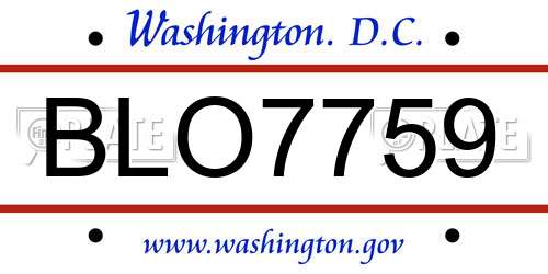 BLO7759 District Of Columbia License Plate