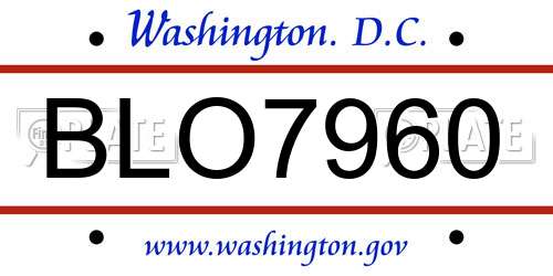 BLO7960 District Of Columbia License Plate