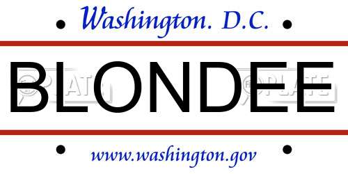 BLONDEE District Of Columbia License Plate