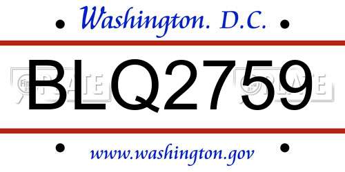 BLQ2759 District Of Columbia License Plate