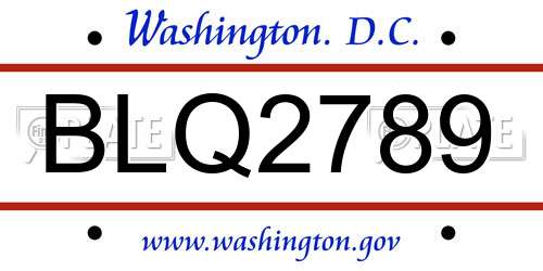 BLQ2789 District Of Columbia License Plate