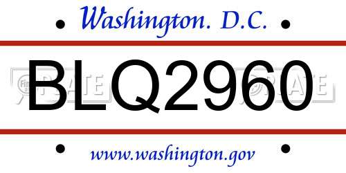 BLQ2960 District Of Columbia License Plate