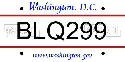 BLQ299 District Of Columbia License Plate