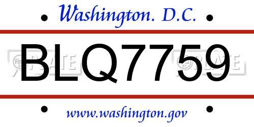 BLQ7759 District Of Columbia License Plate
