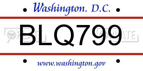 BLQ799 District Of Columbia License Plate