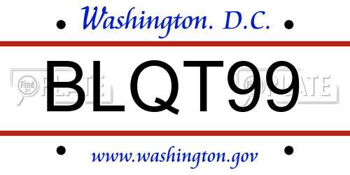 BLQT99 District Of Columbia License Plate