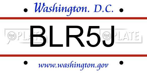 BLR5J District Of Columbia License Plate