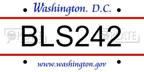 BLS242 District Of Columbia License Plate