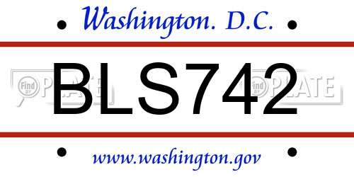 BLS742 District Of Columbia License Plate