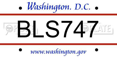 BLS747 District Of Columbia License Plate