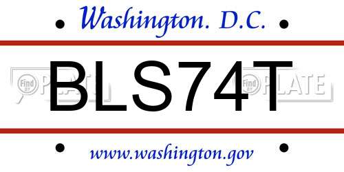 BLS74T District Of Columbia License Plate