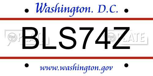 BLS74Z District Of Columbia License Plate