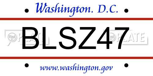 BLSZ47 District Of Columbia License Plate