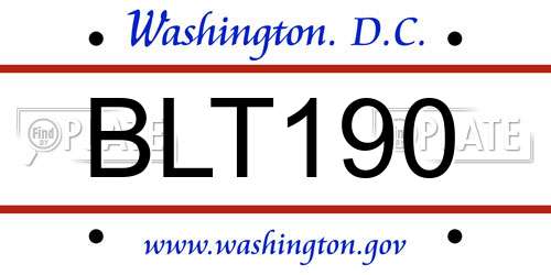 BLT190 District Of Columbia License Plate