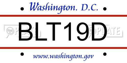 BLT19D District Of Columbia License Plate