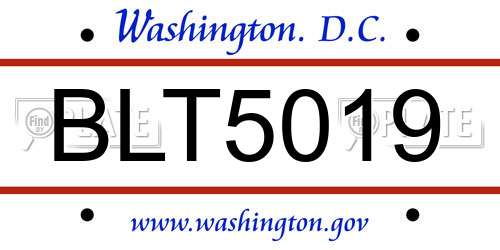 BLT5019 District Of Columbia License Plate