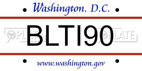 BLTI90 District Of Columbia License Plate