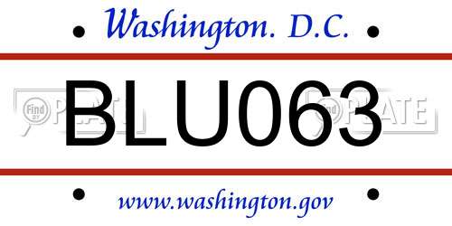 BLU063 District Of Columbia License Plate