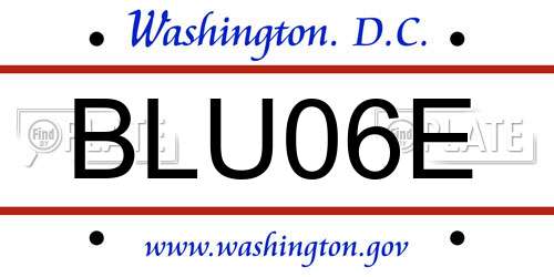 BLU06E District Of Columbia License Plate
