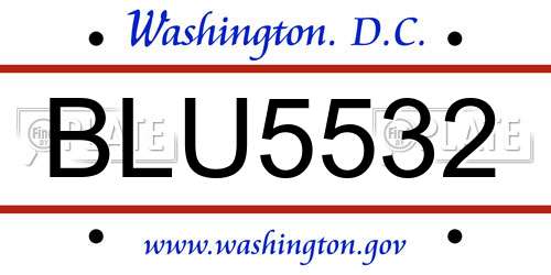 BLU5532 District Of Columbia License Plate