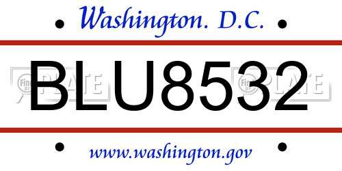 BLU8532 District Of Columbia License Plate