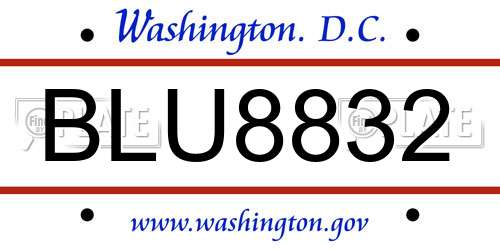 BLU8832 District Of Columbia License Plate