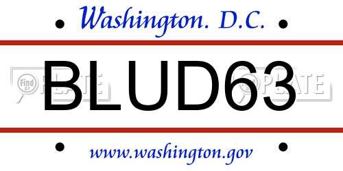 BLUD63 District Of Columbia License Plate