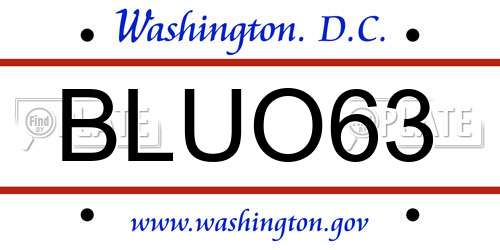 BLUO63 District Of Columbia License Plate