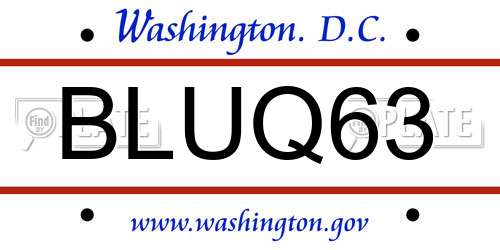 BLUQ63 District Of Columbia License Plate