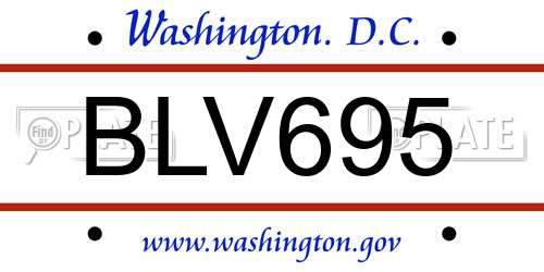 BLV695 District Of Columbia License Plate