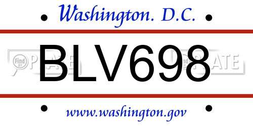 BLV698 District Of Columbia License Plate