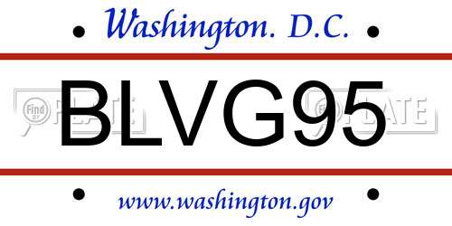 BLVG95 District Of Columbia License Plate