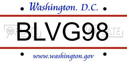 BLVG98 District Of Columbia License Plate