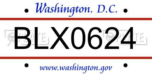 BLX0624 District Of Columbia License Plate