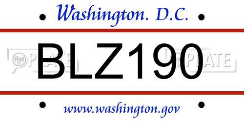 BLZ190 District Of Columbia License Plate