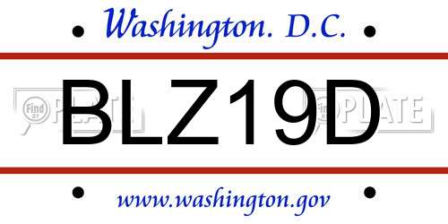 BLZ19D District Of Columbia License Plate