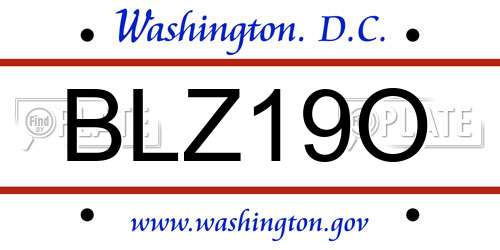BLZ19O District Of Columbia License Plate