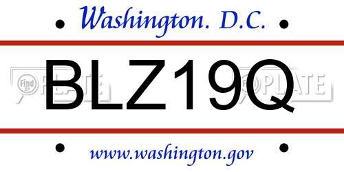 BLZ19Q District Of Columbia License Plate