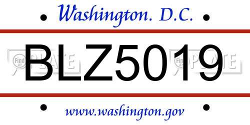 BLZ5019 District Of Columbia License Plate